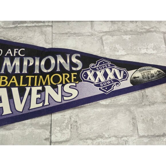 2000 Baltimore Ravens AFC Champions NFL Football Super Bowl XXXV‎ Felt Pennant - Picture 1 of 6